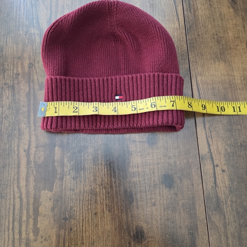 Tommy Hilfiger Mens Knitted Beanie Skull Cap Hat Red, Cotton One Size - Picture 4 of 5